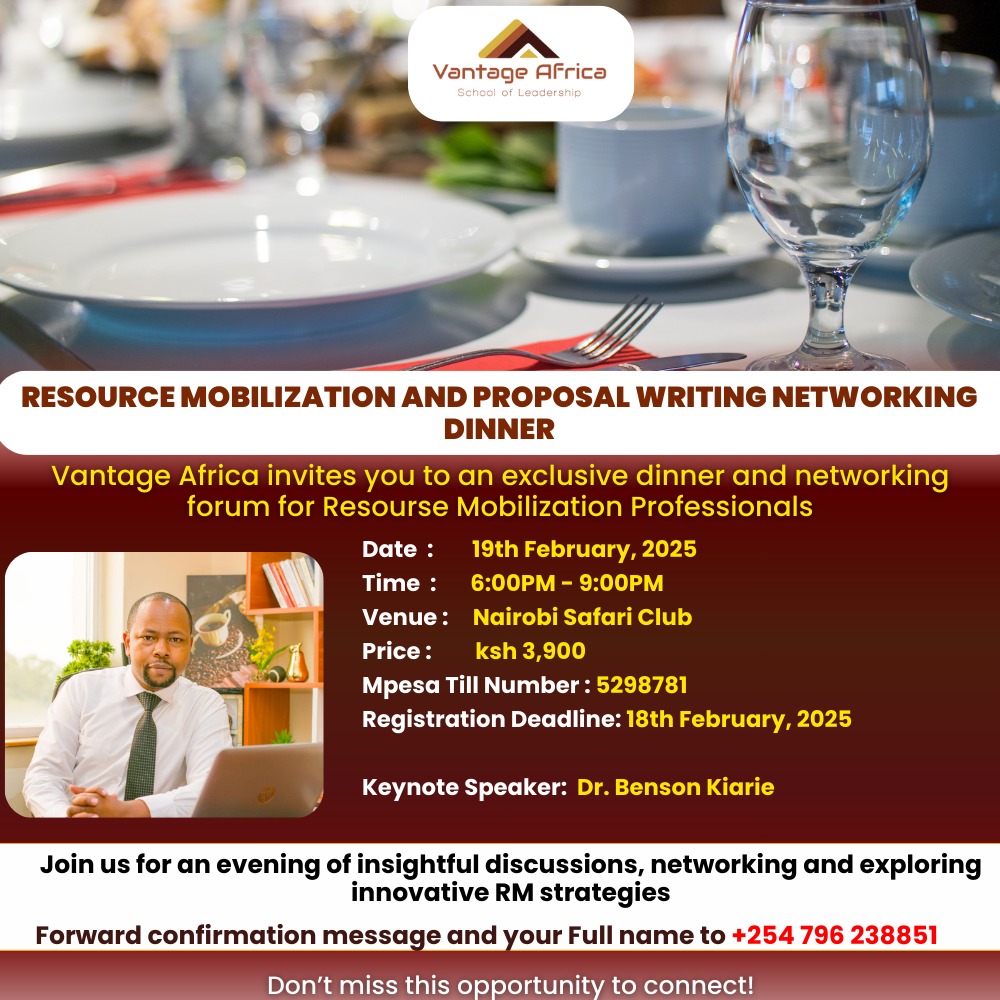 YOU ARE INVITED TO A RESOURCE MOBILIZATION AND PROPOSAL WRITING   DINNER- NAIROBI SAFARI CLUB